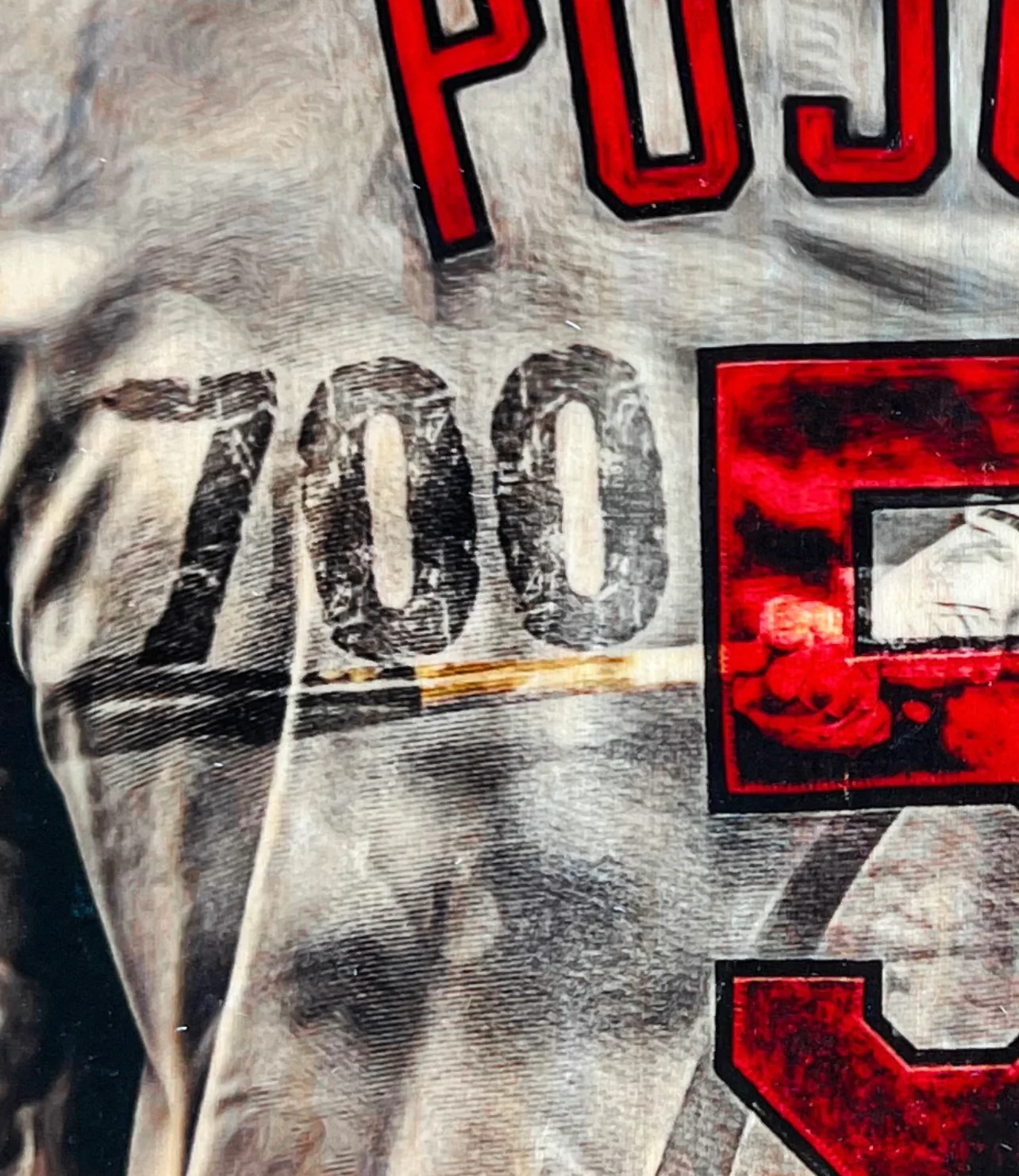 "Pujols 700" (Albert Pujols) St. Louis Cardinals - 1/1 Original on Wood - Image 2