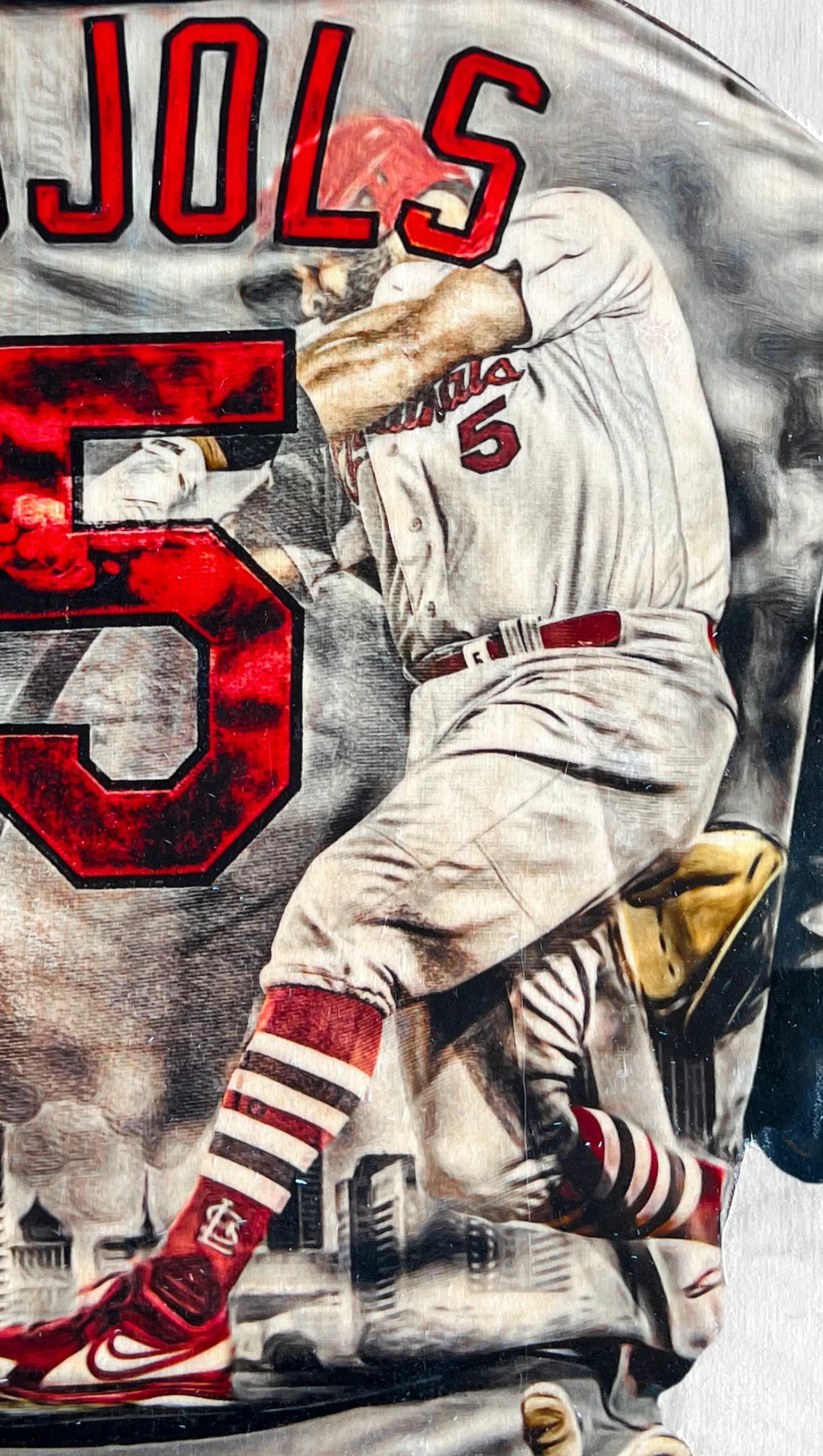 "Pujols 700" (Albert Pujols) St. Louis Cardinals - 1/1 Original on Wood - Image 3