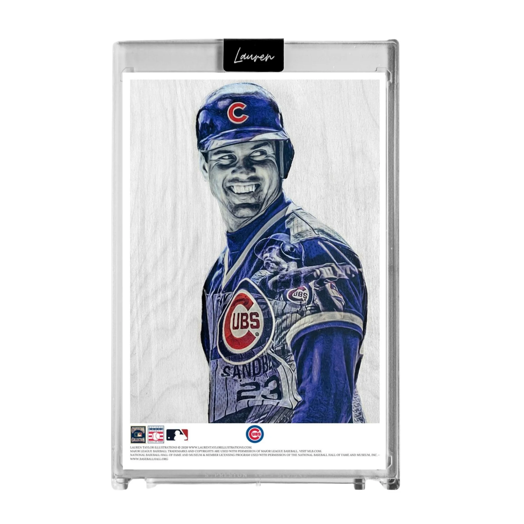 "Ryno" (Ryne Sandberg) MLB Print Collectible 4x6 Art Slab - 1/1 Gold Artist Autograph - Image 2