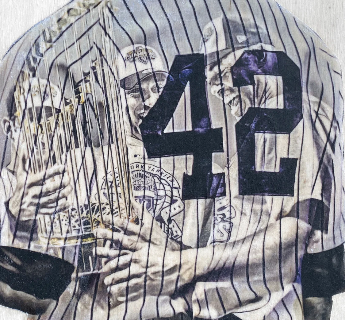 "Sandman" (Mariano Rivera ft. Derek Jeter) New York Yankees - 1/1 Original on Wood - Image 3