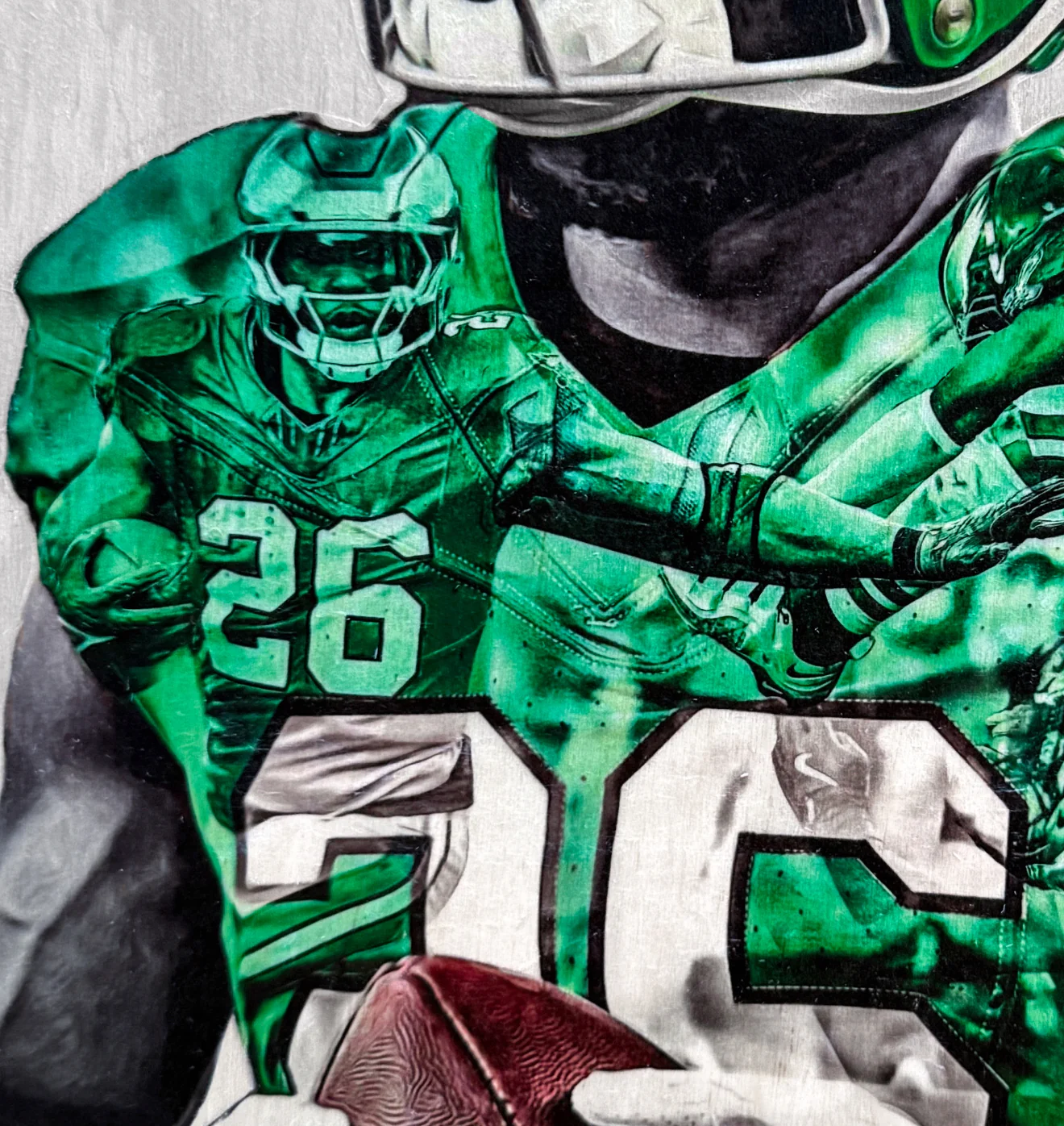 "Saquon" (Saquon Barkley) Philadelphia Eagles - 1/1 Original on Wood - Image 3