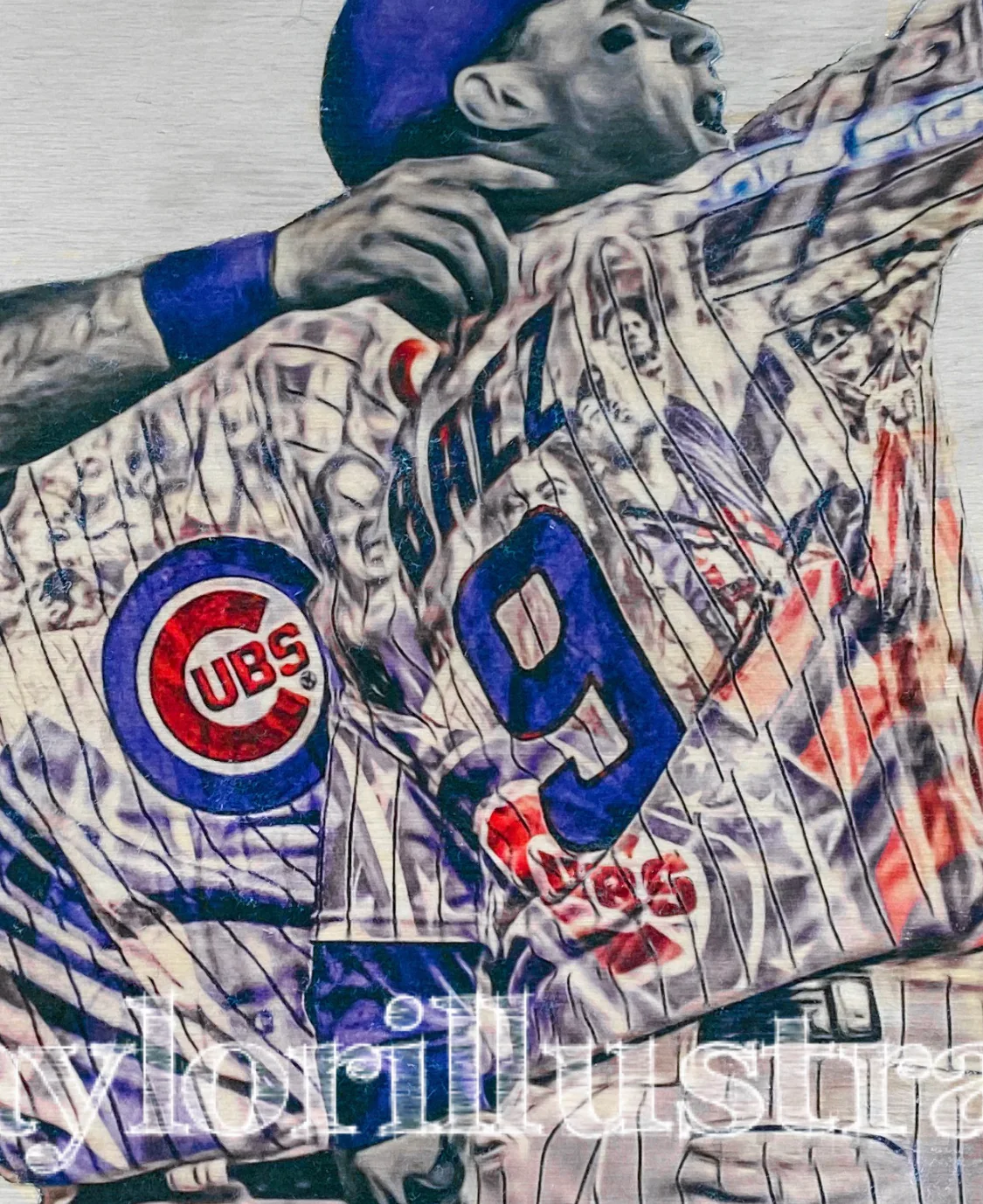 "Selfie" (Baez, Rizzo, Zobrist, Bote) Chicago Cubs - Officially Licensed MLB Print - Limited Release - Image 4