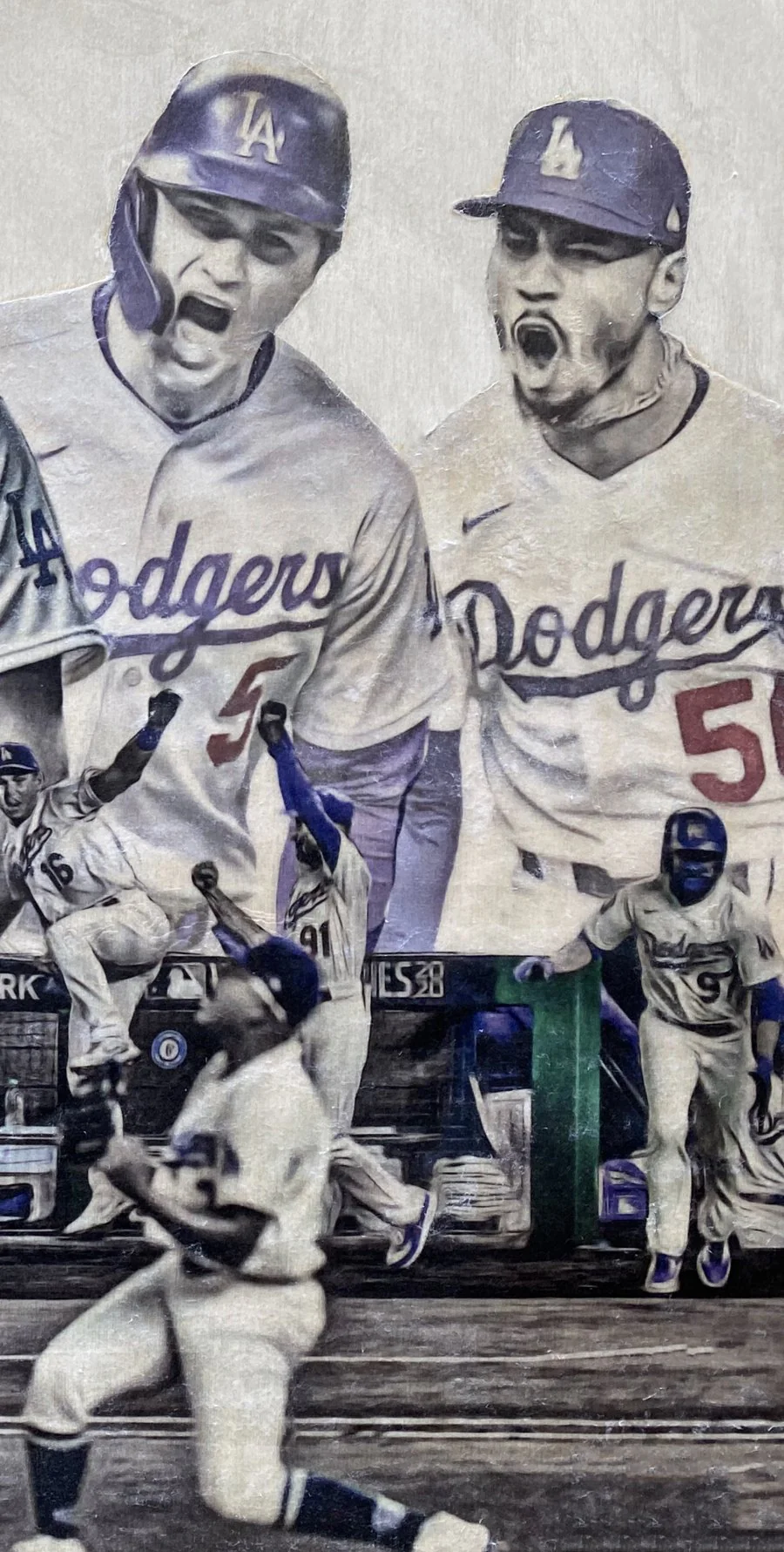 "Seven" (Los Angeles Dodgers) 2020 World Series Champions - Officially Licensed MLB Print - Commemorative BLACK w/SILVER SIGNATURE Limited Release /3 - Image 4