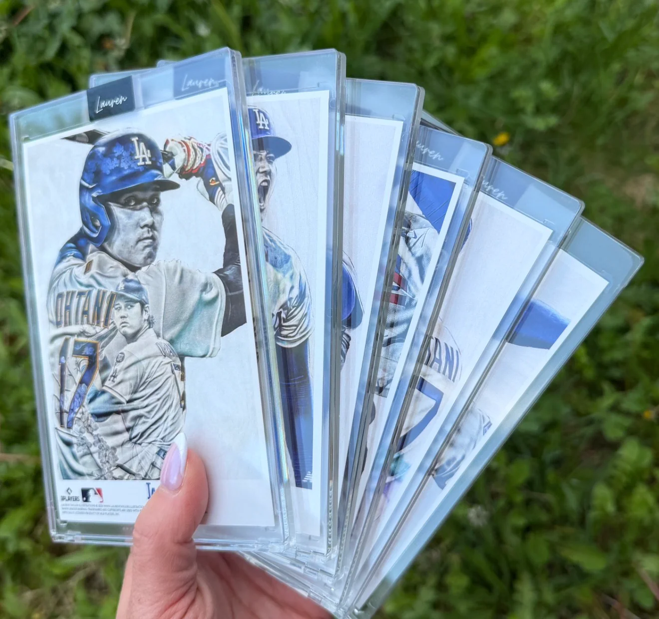 Shohei Ohtani MLB Collectible 4x6 Art Slab Set — Complete Collection Box Set (6 Slabs) /17 Red Artist Autograph - Image 2