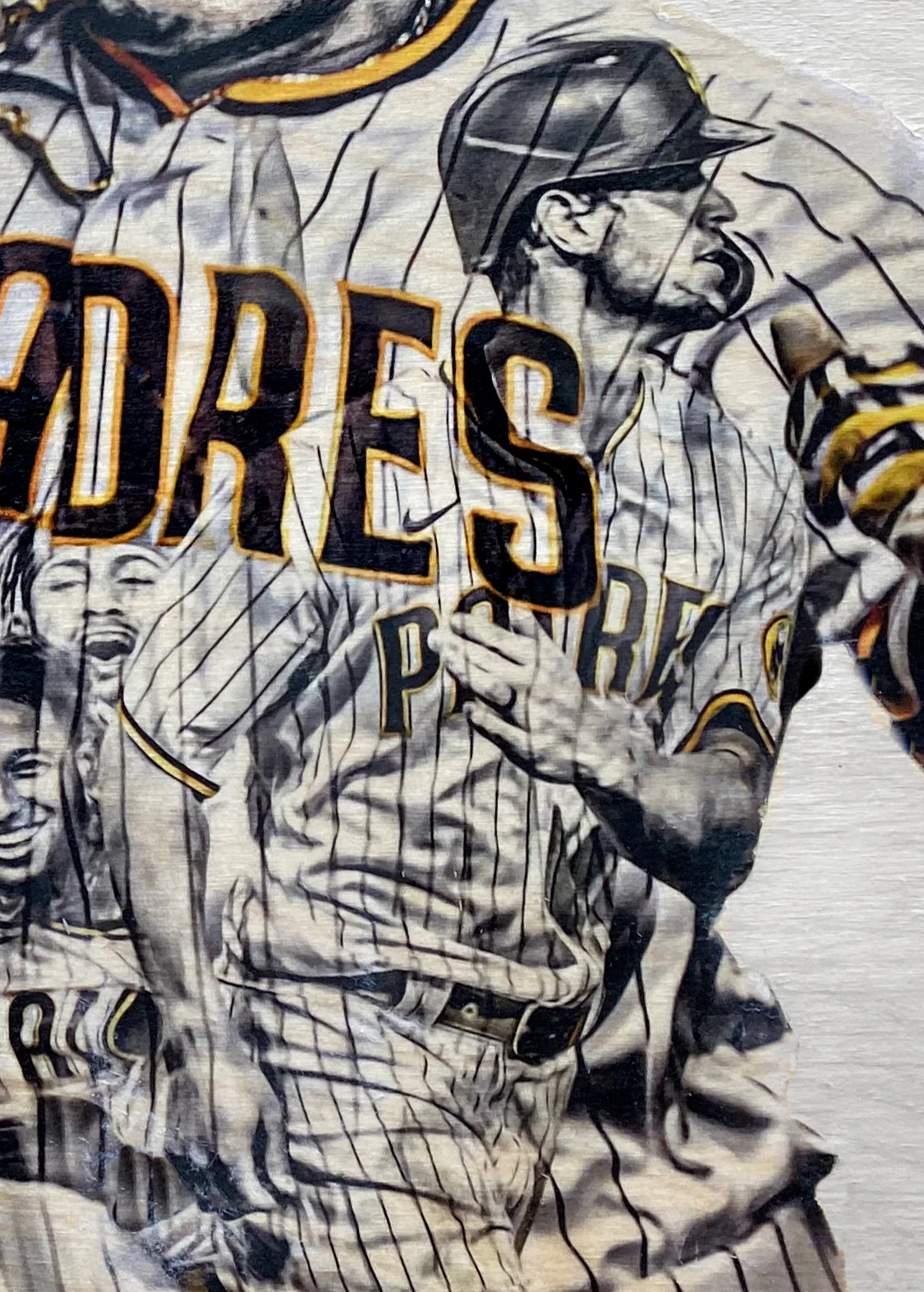 "Slam Diego" (Tatis, Machado, Hosmer, Myers, Profar & Cronenworth) San Diego Padres - 1/1 Original on Wood - Image 3