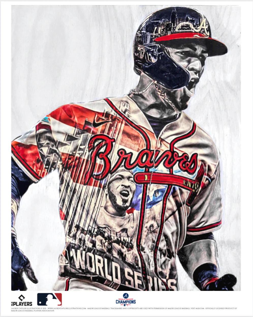 "Super Rosario" (Eddie Rosario) Atlanta Braves 2021 World Series Champions - Officially Licensed MLB Print - Limited Release /500 - Image 6
