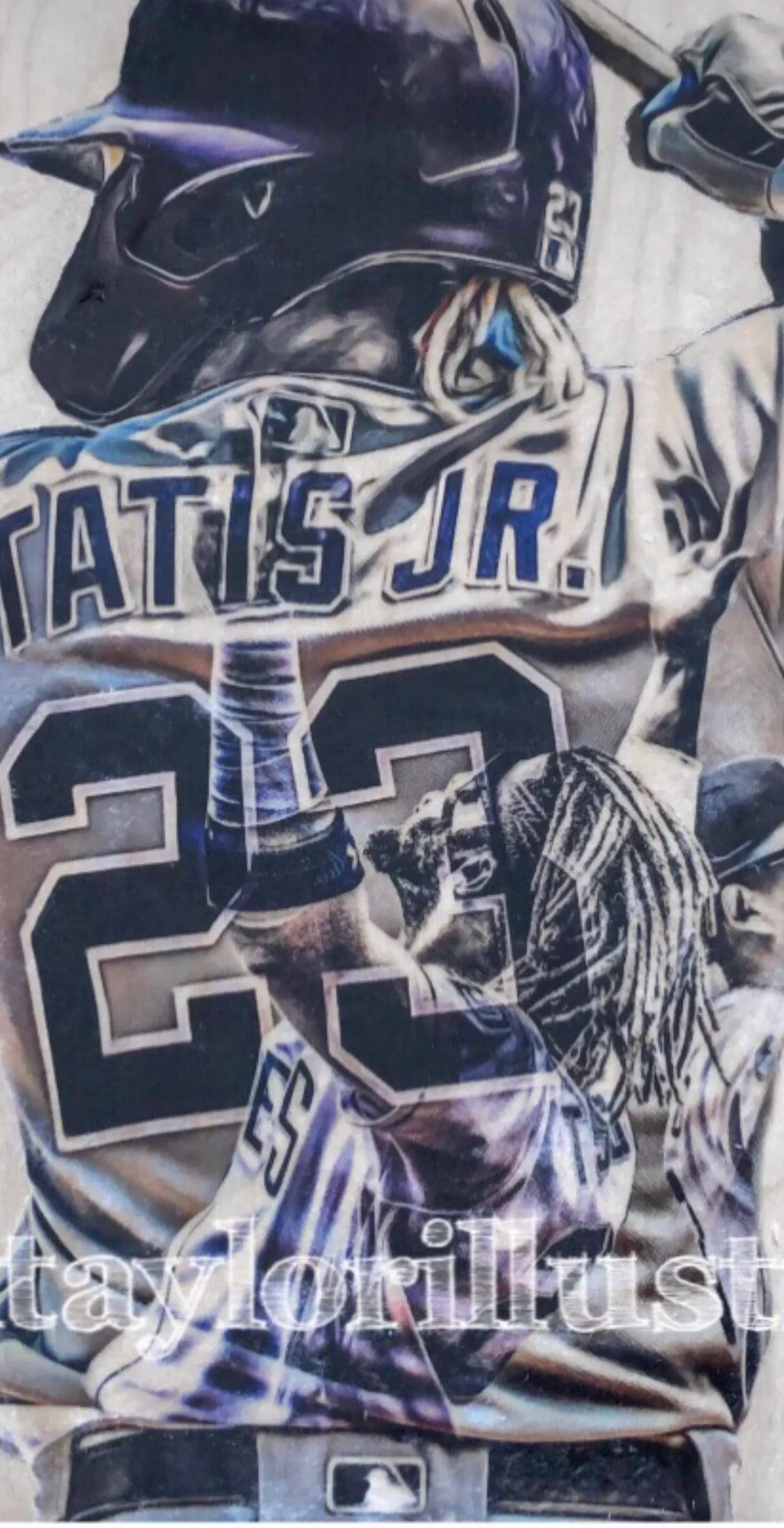 “Tatis Jr." (Fernando Tatis Jr.) San Diego Padres - 1/1 Original on Wood - Image 2