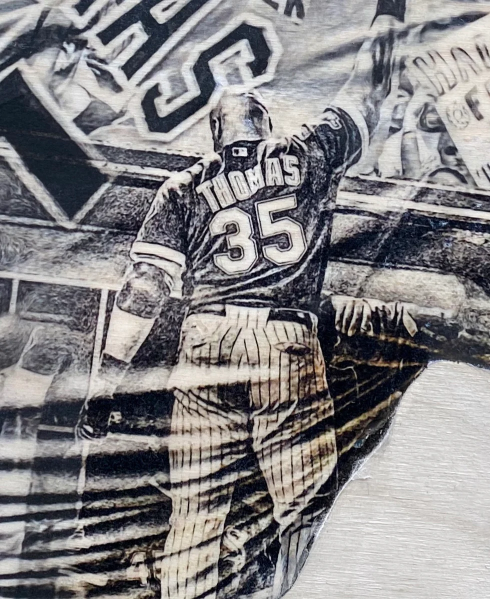 "The Big Hurt” (Frank Thomas) Chicago White Sox - Original on Wood - Image 2
