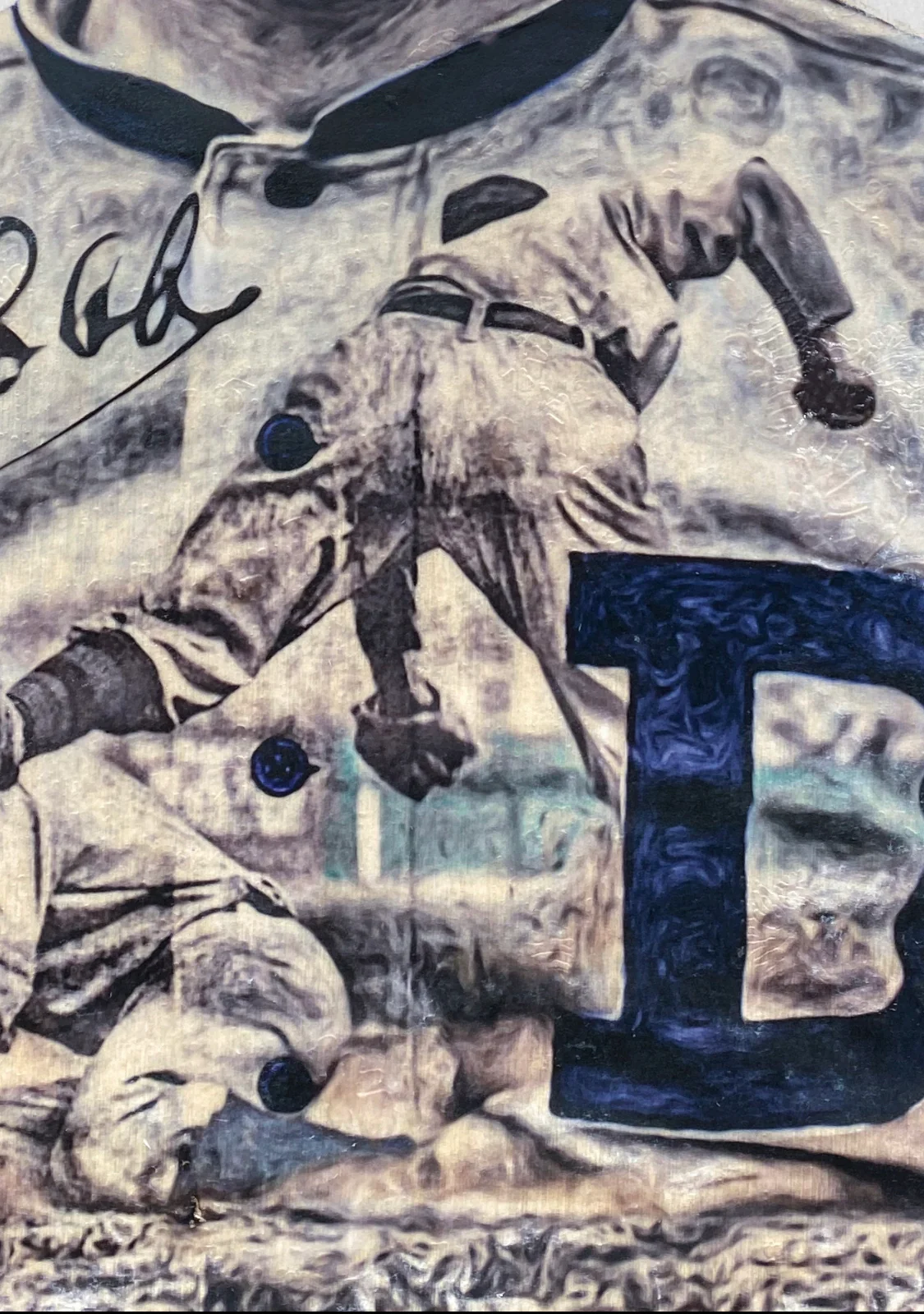 "The Georgia Peach" (Ty Cobb) Detroit Tigers - 1/1 Original on Birchwood - Image 3