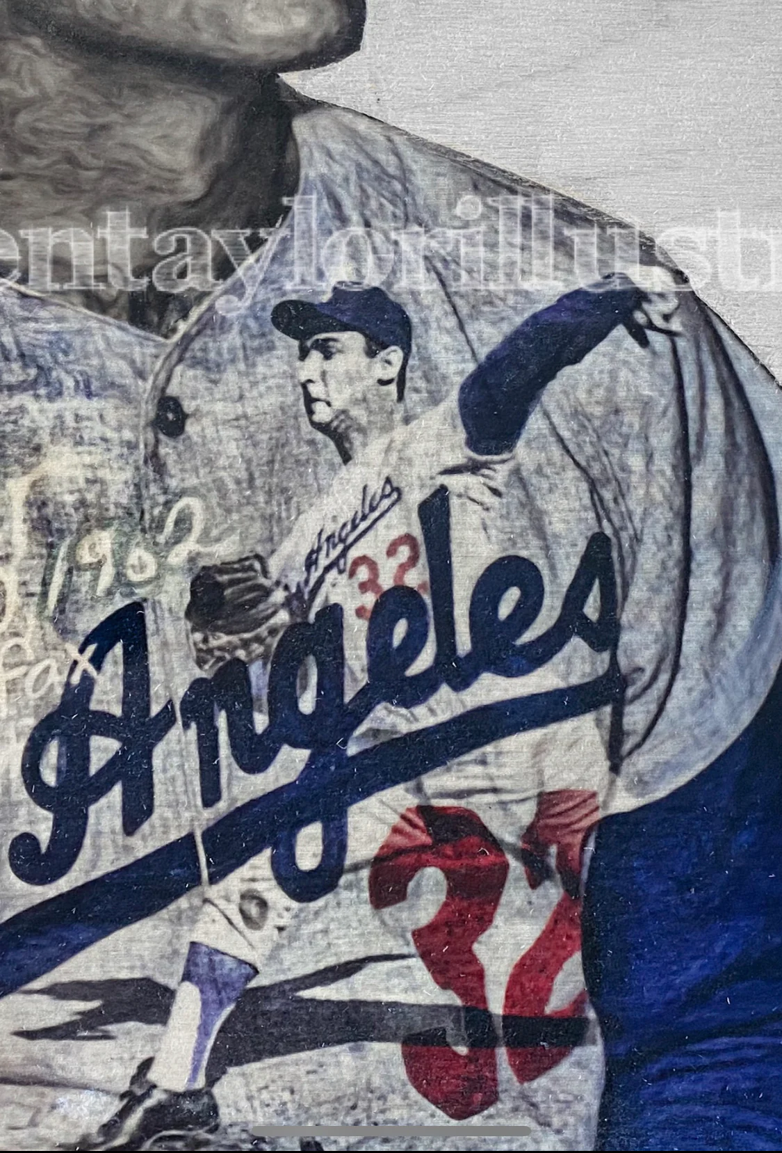 "The Left Arm of God" (Sandy Koufax) Los Angeles Dodgers - 1/1 Original on Wood - Image 3