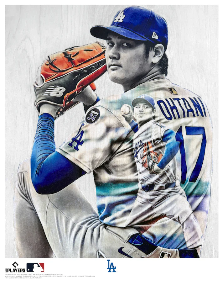 "The Unicorn" (Shohei Ohtani) Los Angeles Dodgers - Officially Licensed MLB Print - Limited Release METALLIC GOLD ARTIST AUTO 1/1 - Image 2