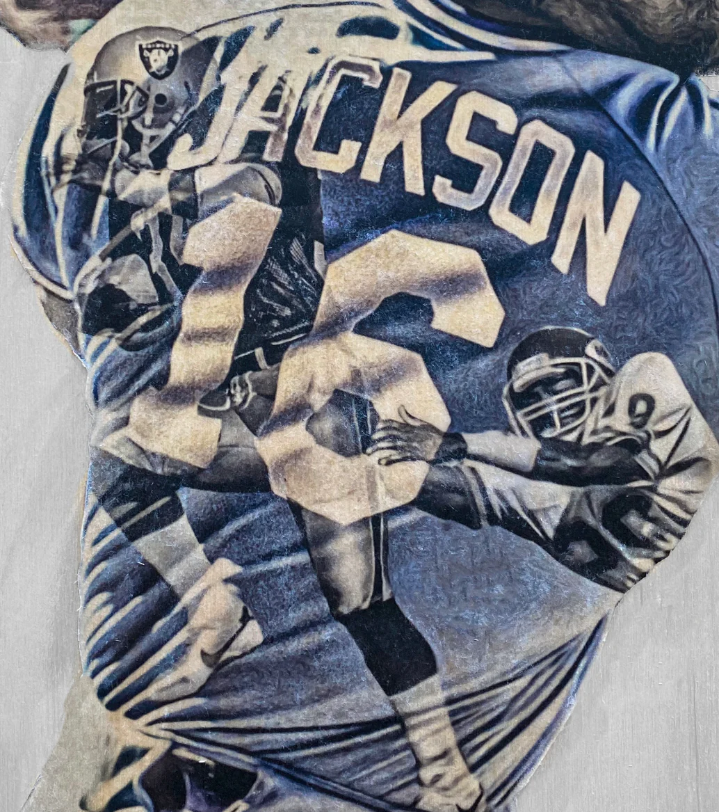 "Wild Boar" (Bo Jackson) Kansas City Royals - 1/1 Original on Wood - Image 2