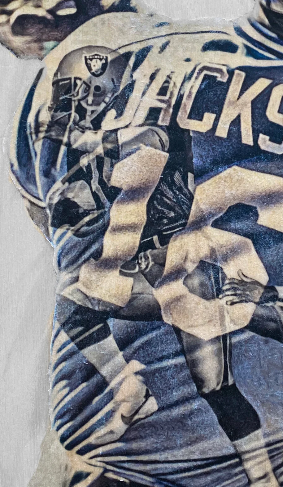 "Wild Boar" (Bo Jackson) Kansas City Royals - 1/1 Original on Wood - Image 3
