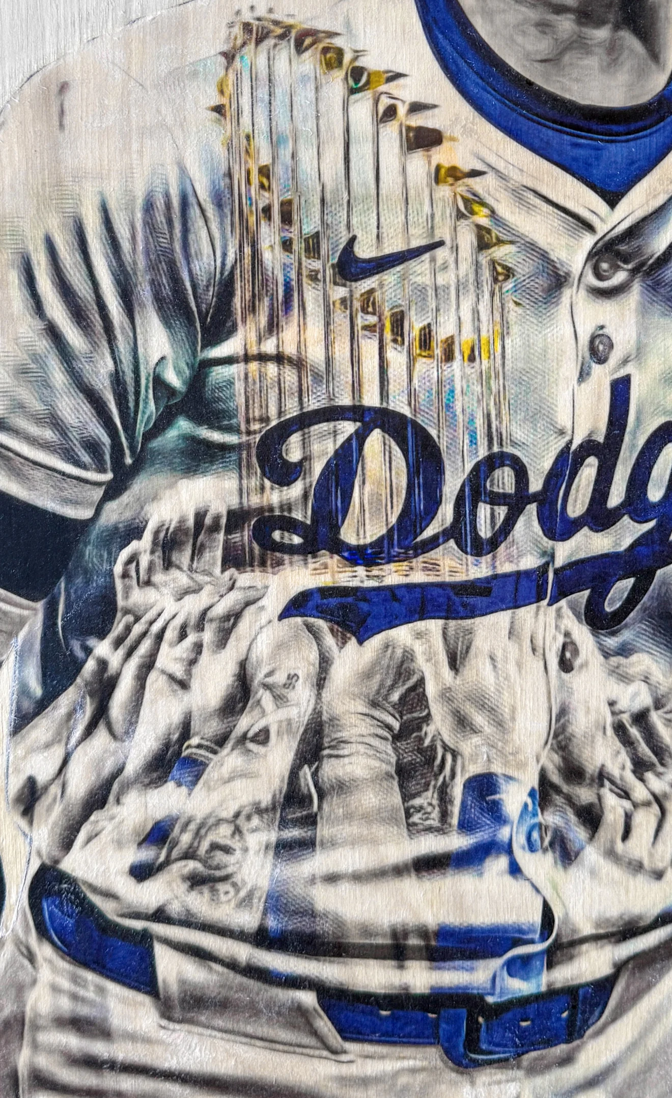 "World Series Ohtani" (Shohei Ohtani) Los Angeles Dodgers - 1/1 Original on Birchwood - Image 2