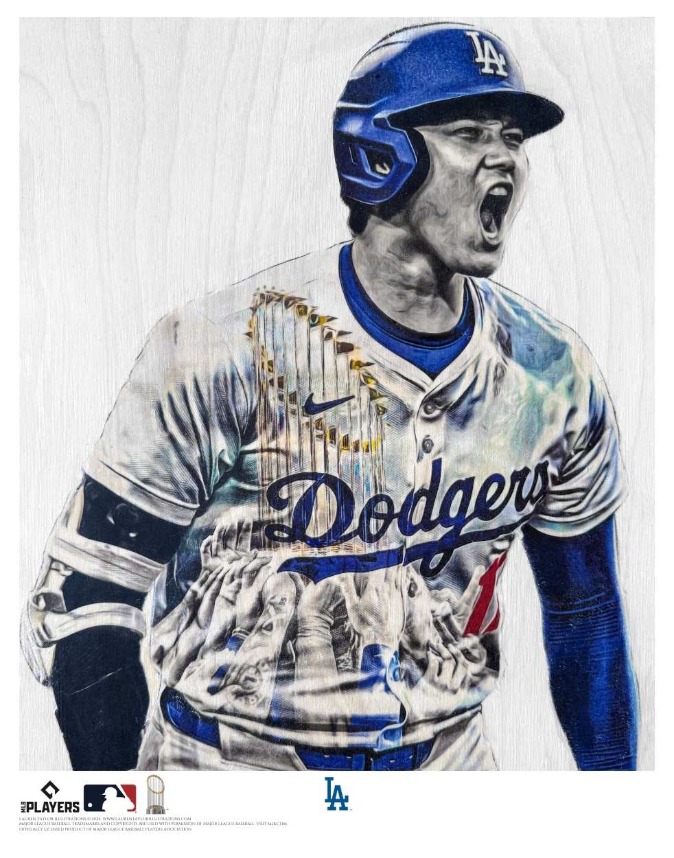 "World Series Ohtani" (Shohei Ohtani) Los Angeles Dodgers - Officially Licensed MLB Print - Limited Release RED ARTIST AUTO /17 - Image 2